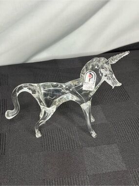 Vintage Pilgrim Glass Clear Crystal Unicorn Made in USA. 4" Tall
